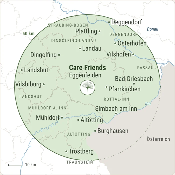 Karte des Einsatzgebiets rund um Eggenfelden