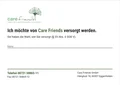Karte „Ich möchte von Care Friends versorgt werden“ zum Ausschneiden