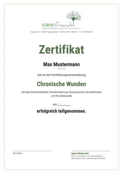 Muster des Teilnahmezertifikats Wundtherapie